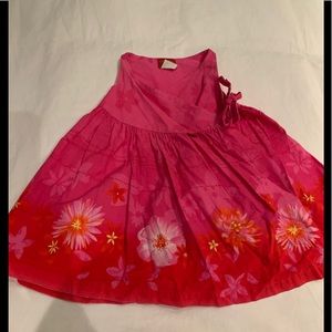 Kenzo girls cotton wrap dress in hot pink